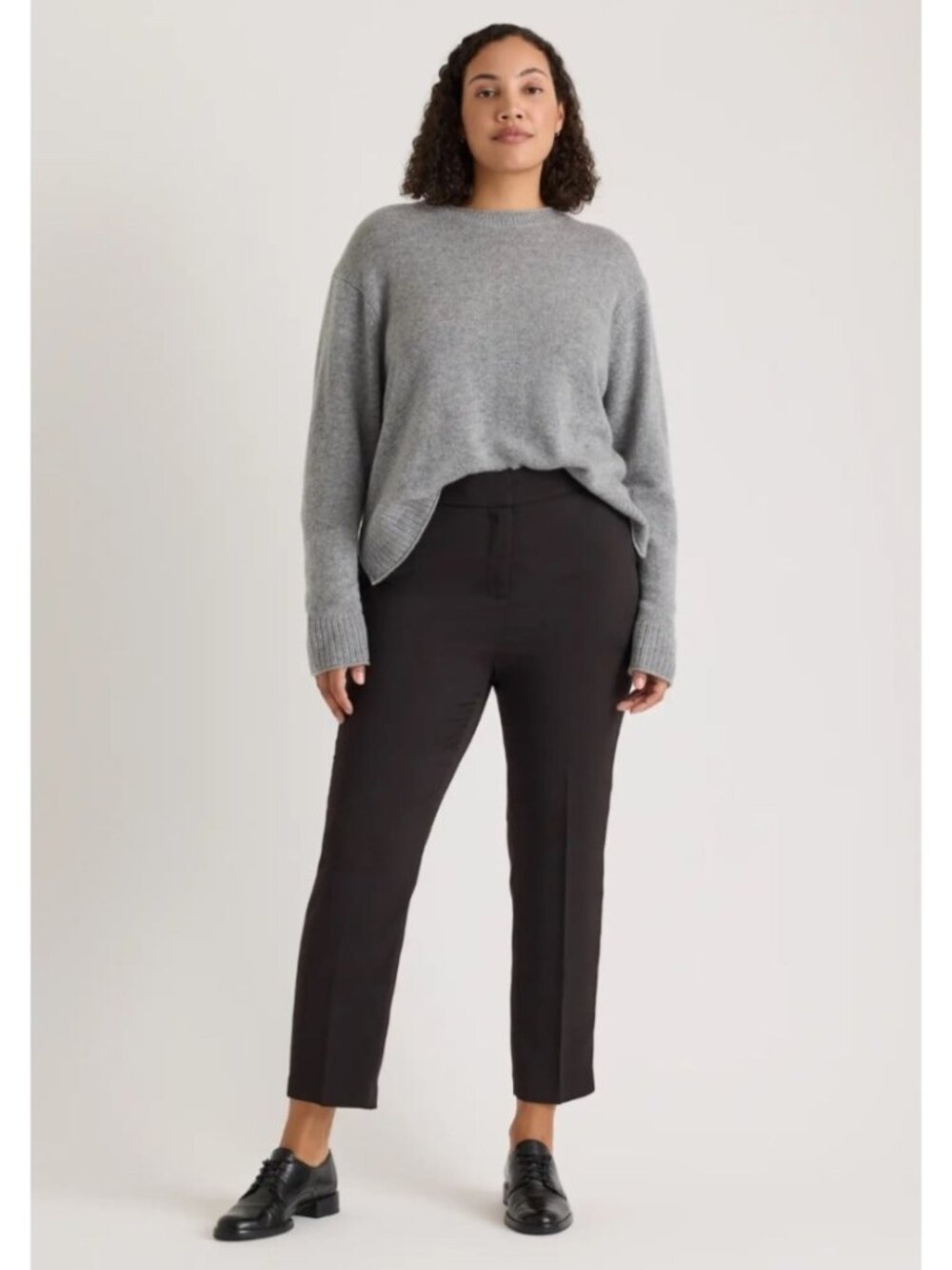 Quince Stretch Crepe Ankle Pants Black 12 Drapey Woven Lightweight Tapered